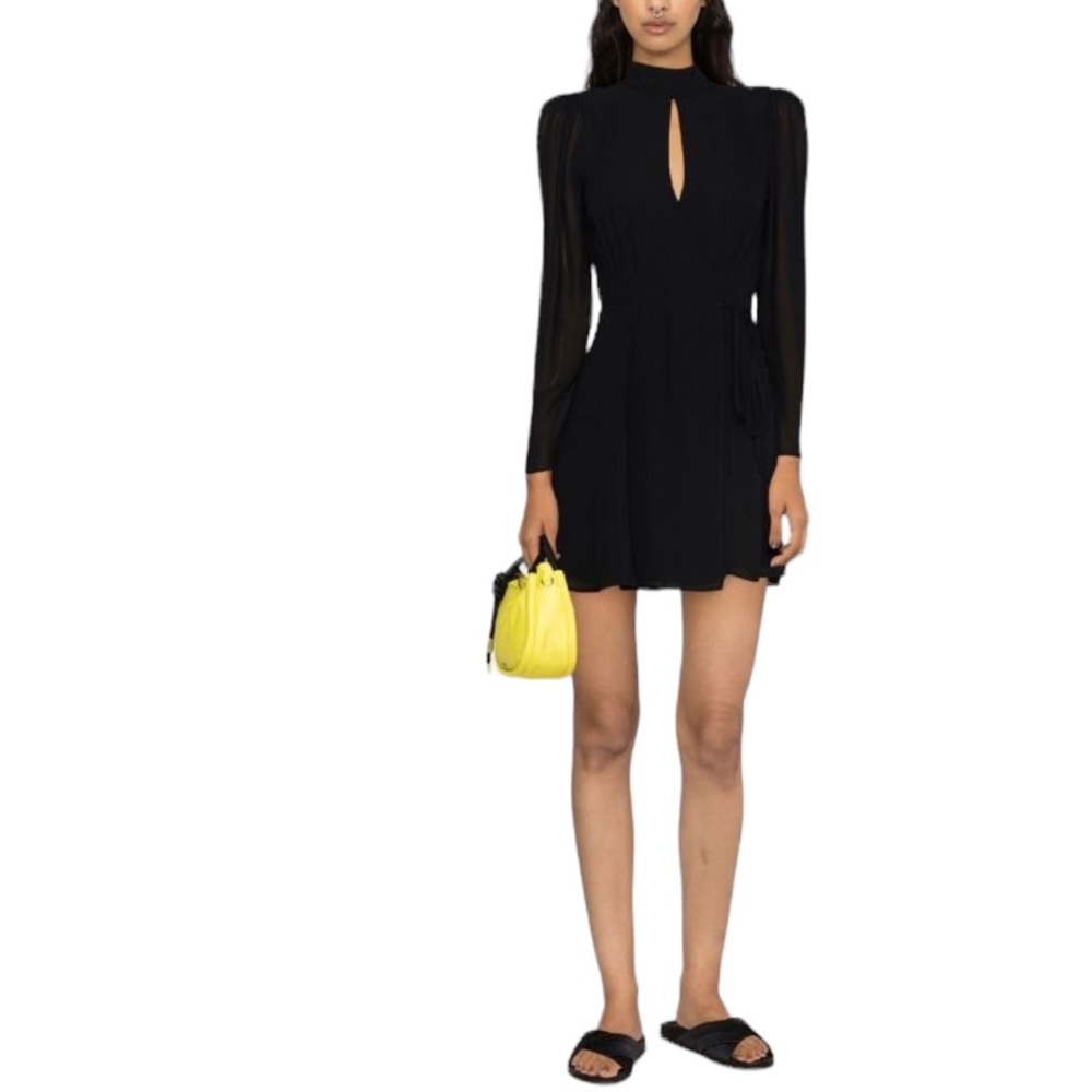 Reformation Ottessa Wrap Mini Dress Black XS